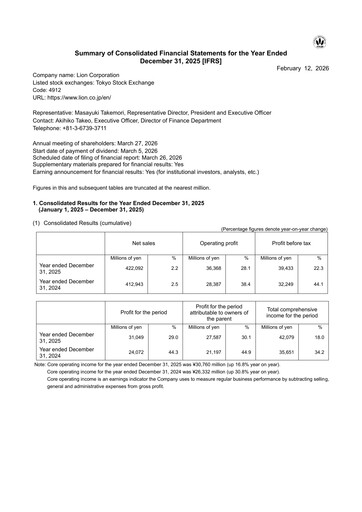 Thumbnail Lion Corp Financial Statement 2025