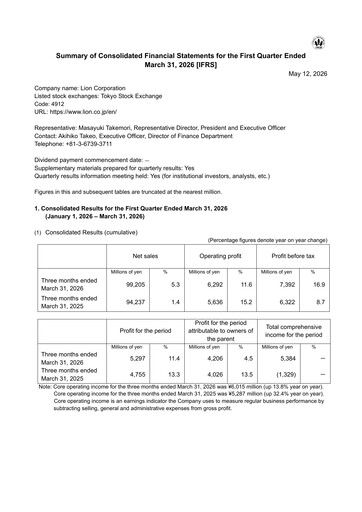 Vorschaubild Lion Corp Quartalsbericht 2026-q1