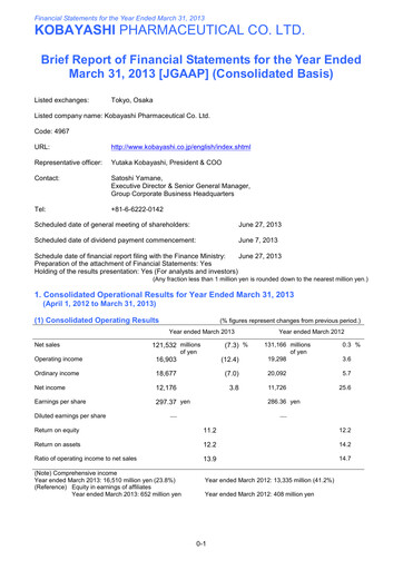 Thumbnail KOBAYASHI Pharmaceutical Financial Statement 2013