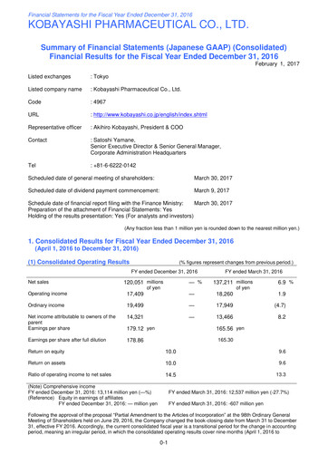 Thumbnail KOBAYASHI Pharmaceutical Financial Statement 2016