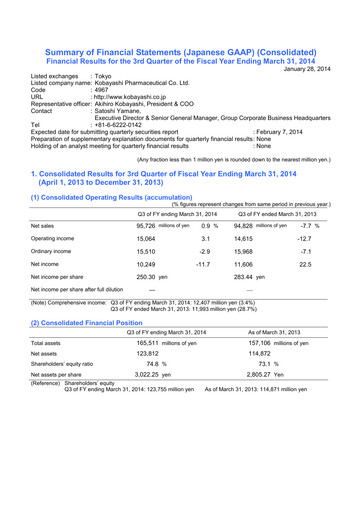Thumbnail KOBAYASHI Pharmaceutical Quarterly Report 2014-q3