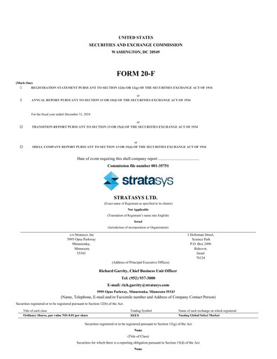 Thumbnail Stratasys Annual Report 2024