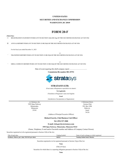 Thumbnail Stratasys Annual Report 2025