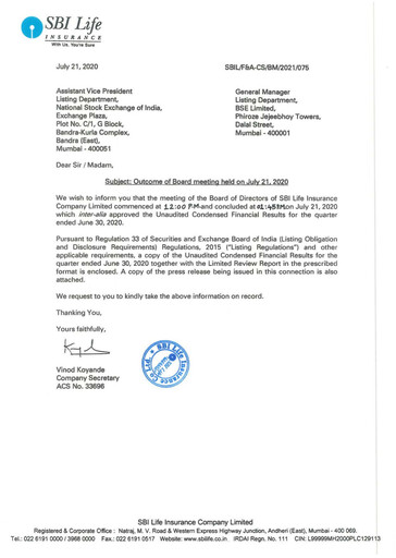 Thumbnail SBI Life Insurance Quarterly Report 2020-q1