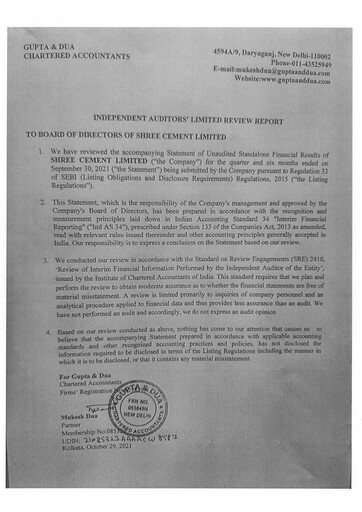 Miniature Shree Cement
 Rapport trimestriel 2021-q2