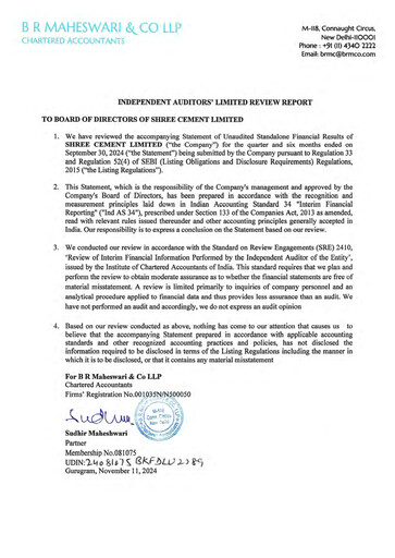 Miniature Shree Cement
 Rapport trimestriel 2024-q2