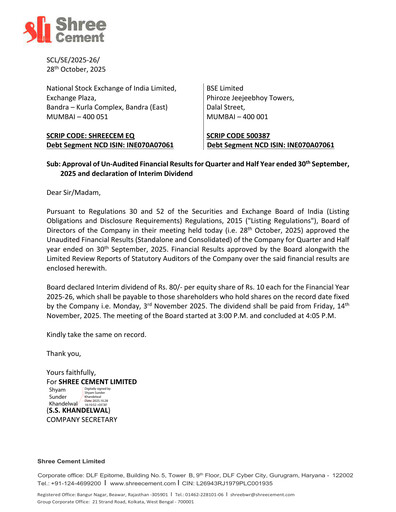 Thumbnail Shree Cement
 Quarterly Report 2025-q2