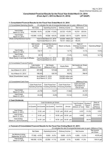 Thumbnail Nissan Chemical Financial Statement fy2013