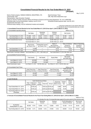Thumbnail Nissan Chemical Financial Statement fy2014