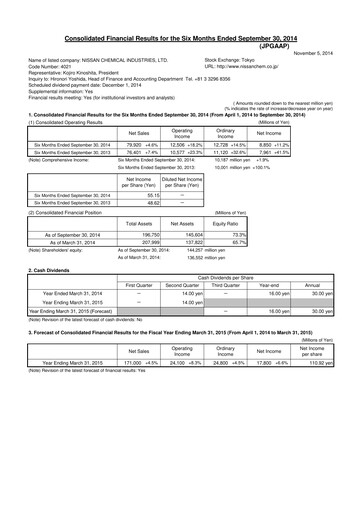 Miniature Nissan Chemical Rapport trimestriel 2014-q2