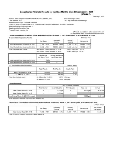 Miniature Nissan Chemical Rapport trimestriel 2014-q3