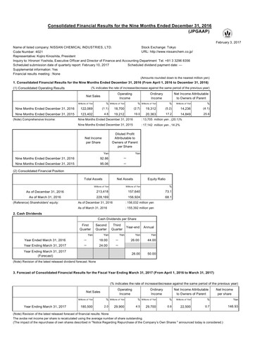 Miniature Nissan Chemical Rapport trimestriel 2016-q3