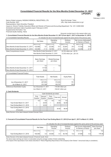 Miniature Nissan Chemical Rapport trimestriel 2017-q3