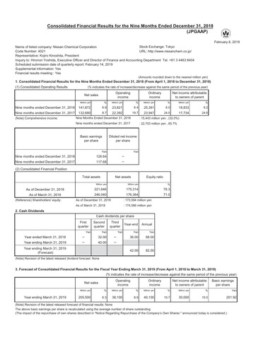 Miniature Nissan Chemical Rapport trimestriel 2018-q3