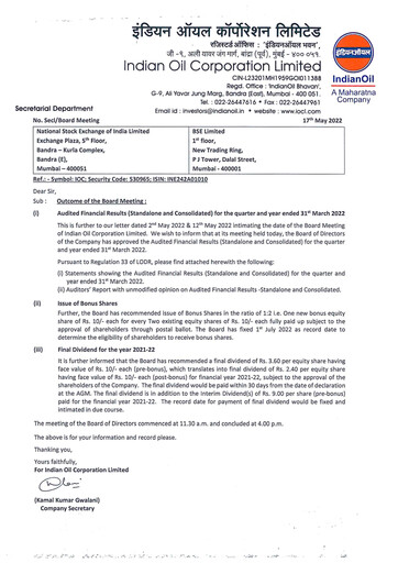Thumbnail Indian Oil Financial Statement 2021-2022