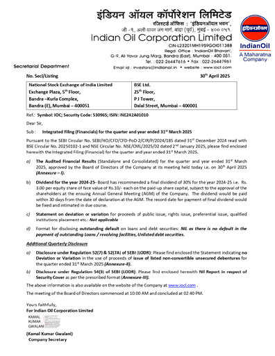 Thumbnail Indian Oil Financial Statement 2024-2025