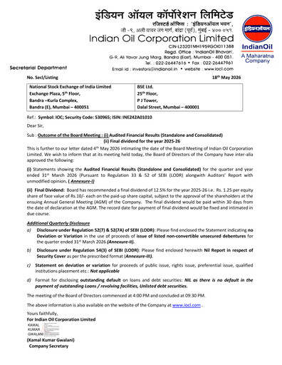 Thumbnail Indian Oil Financial Statement 2025-2026