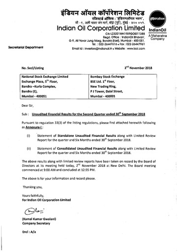 Thumbnail Indian Oil Quarterly Report 2018-q2