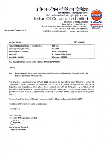 Thumbnail Indian Oil Quarterly Report 2021-q1
