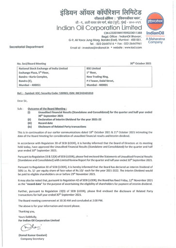 Thumbnail Indian Oil Quarterly Report 2021-q2