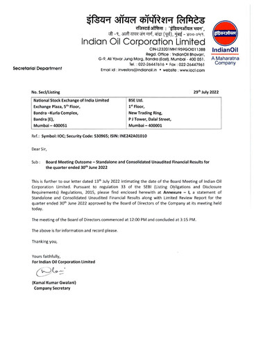 Thumbnail Indian Oil Quarterly Report 2022-q1