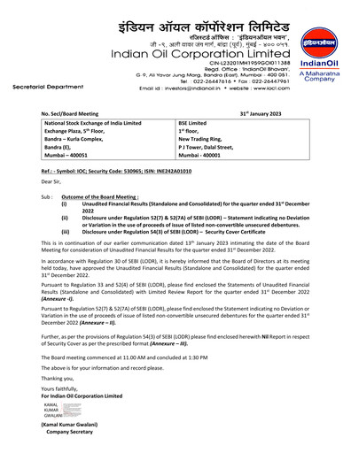 Thumbnail Indian Oil Quarterly Report 2022-q3