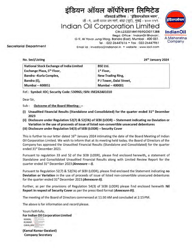 Thumbnail Indian Oil Quarterly Report 2023-q3