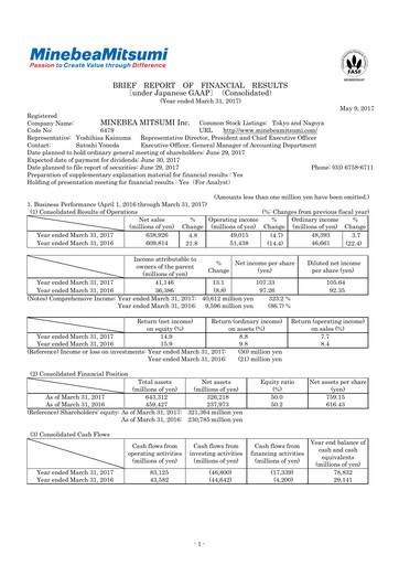 Thumbnail MinebeaMitsumi
 Financial Statement fy2017