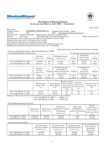 Thumbnail MinebeaMitsumi
 Financial Statement fy2025