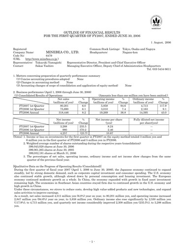 Thumbnail MinebeaMitsumi
 Quarterly Report 2007-q1