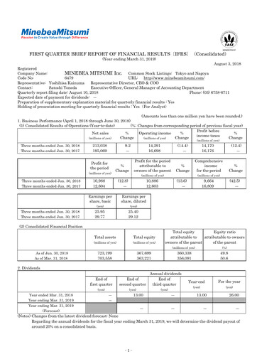 Thumbnail MinebeaMitsumi
 Quarterly Report 2019-q1
