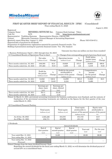 Thumbnail MinebeaMitsumi
 Quarterly Report 2022-q1