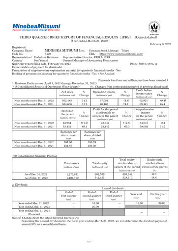 Thumbnail MinebeaMitsumi
 Quarterly Report 2023-q3