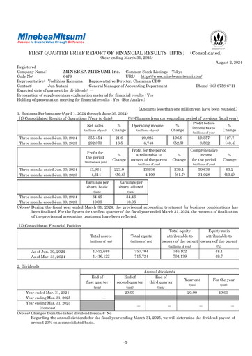 Thumbnail MinebeaMitsumi
 Quarterly Report 2024-q1
