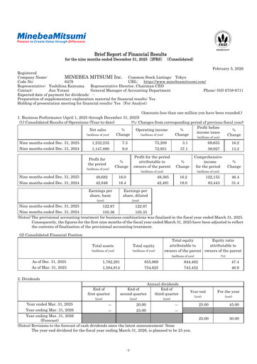 Thumbnail MinebeaMitsumi
 Quarterly Report 2026-q3