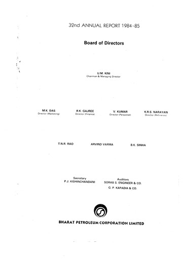 Thumbnail Bharat Petroleum
 Annual Report 1984-1985