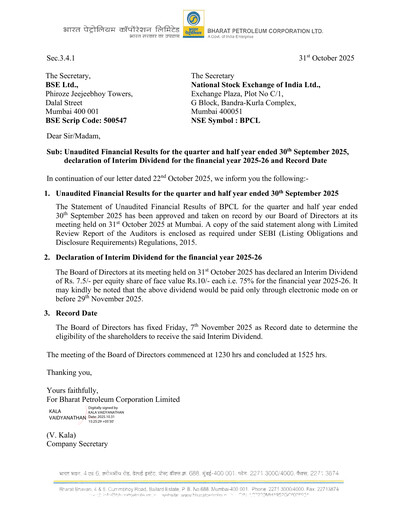 Vorschaubild Bharat Petroleum
 Quartalsbericht 2025-q3