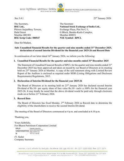 Vorschaubild Bharat Petroleum
 Quartalsbericht 2025-q4