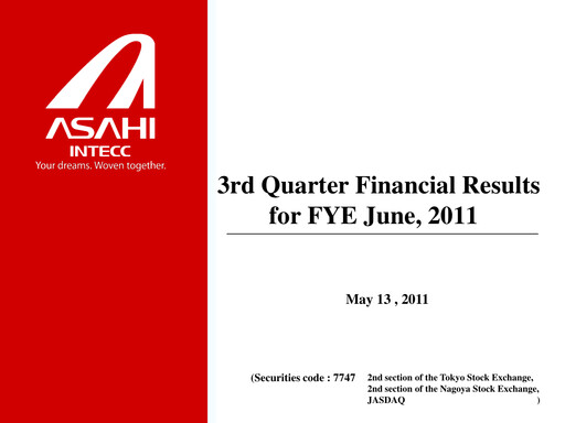 Thumbnail Asahi Intecc Quarterly Report 2011-q3