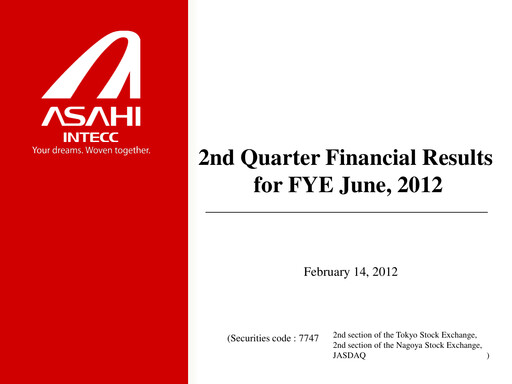 Thumbnail Asahi Intecc Quarterly Report 2012-q2