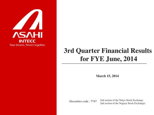 Thumbnail Asahi Intecc Quarterly Report 2014-q3