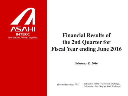 Thumbnail Asahi Intecc Quarterly Report 2016-q2