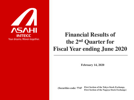 Thumbnail Asahi Intecc Quarterly Report 2020-q2