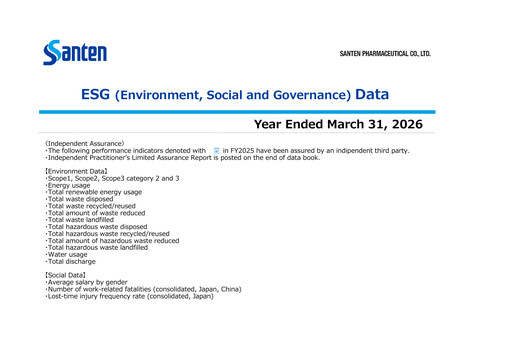 Miniature Santen Pharmaceutical
 Rapport ESG 2026