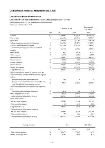Thumbnail Santen Pharmaceutical
 Financial Statement fy2018