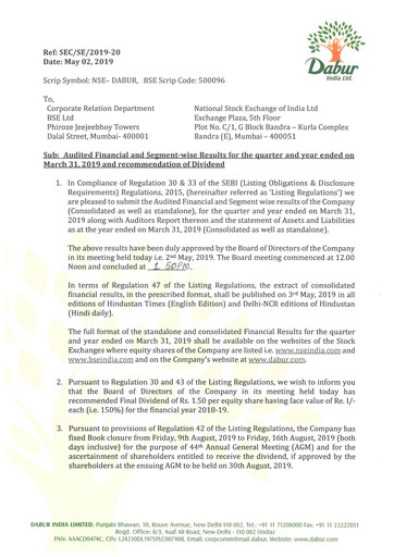 Thumbnail Dabur Quarterly Report 2018-q4