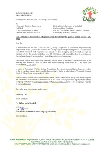 Thumbnail Dabur Quarterly Report 2020-q1