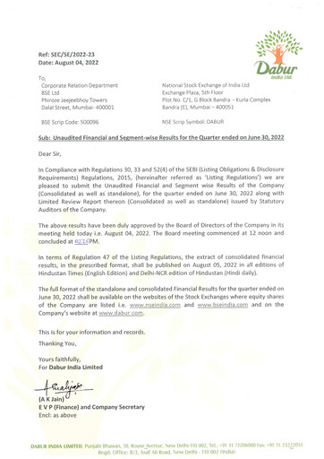 Thumbnail Dabur Quarterly Report 2022-q1