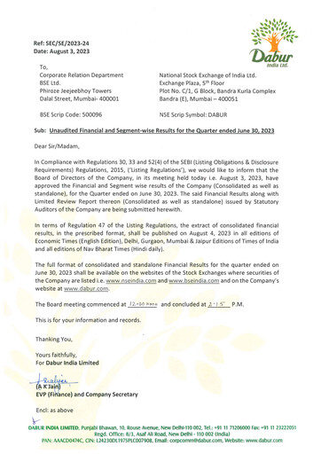 Thumbnail Dabur Quarterly Report 2023-q1