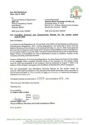 Thumbnail Dabur Quarterly Report 2025-q1